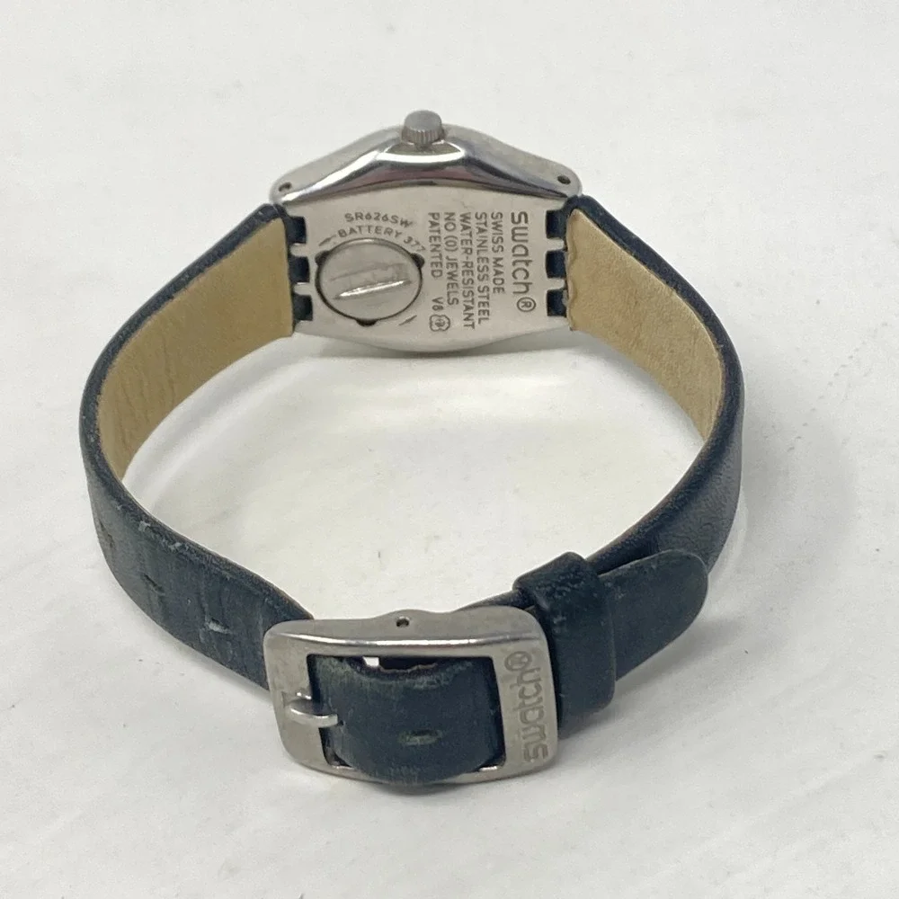 Swatch Aim At Me Womens Watch 24mm Silver Tone Black Swiss Made WR New Battery
