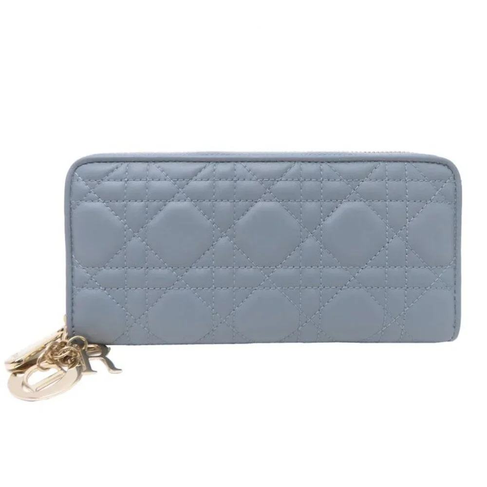 Christian Dior Long Lady Dior Gray Wallet