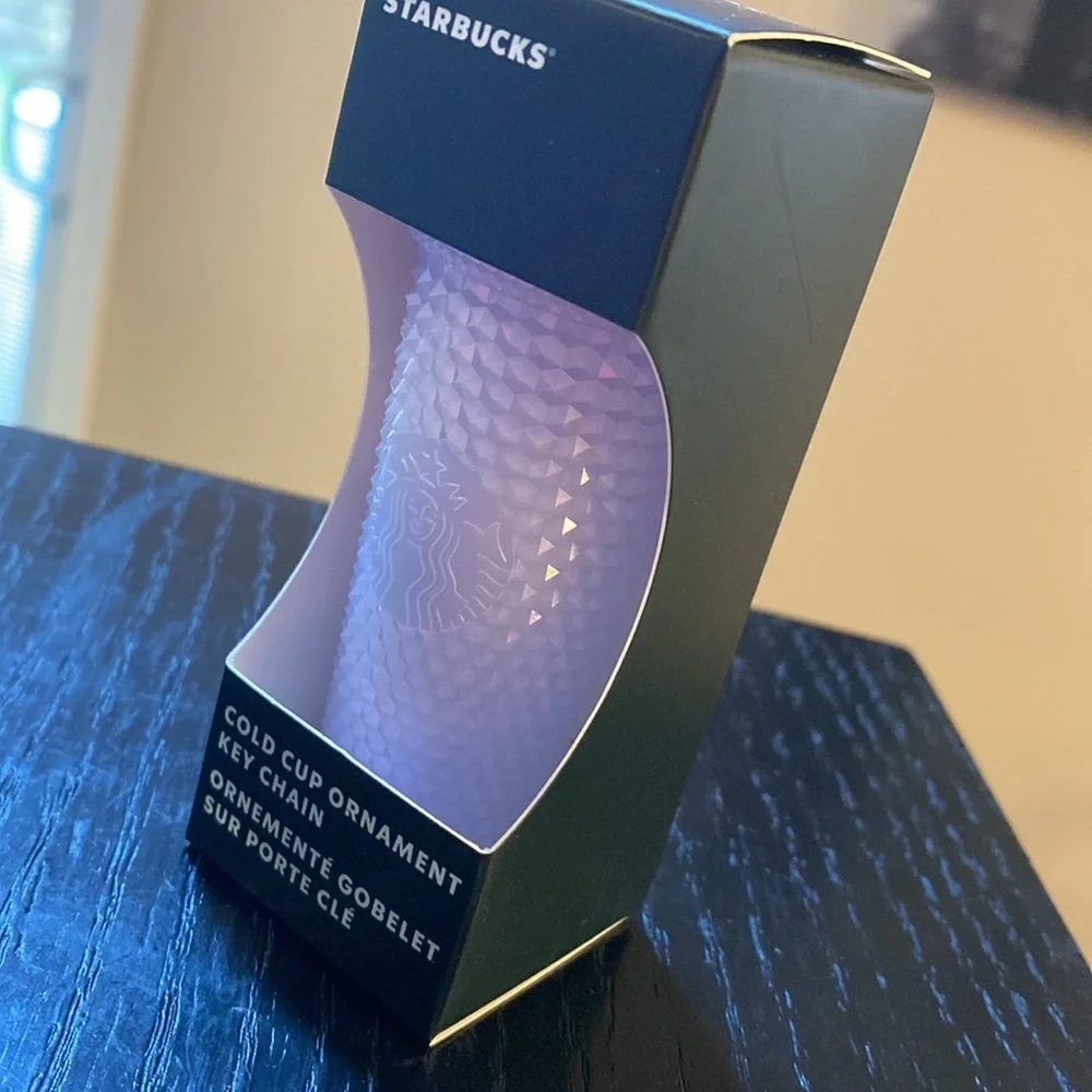 Starbucks Icy Bling cold cup ornament key chain tumbler ice White lavender