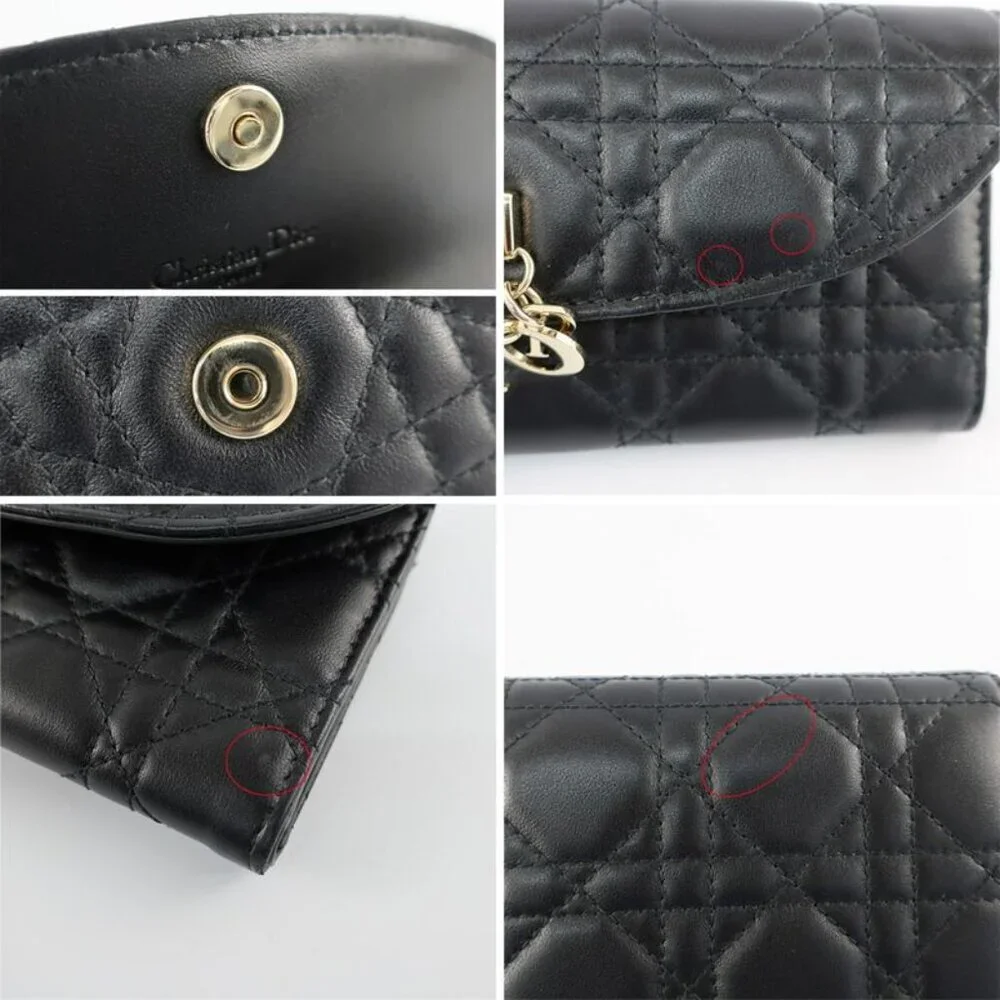 Dior My Violet Wallet Lambskin Black Gold Hardware Long Wallet