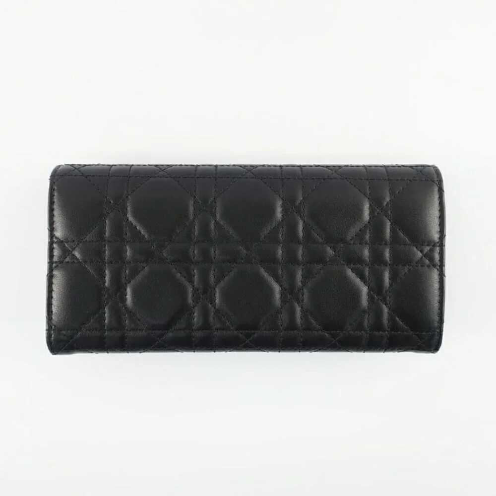 Dior My Violet Wallet Lambskin Black Gold Hardware Long Wallet