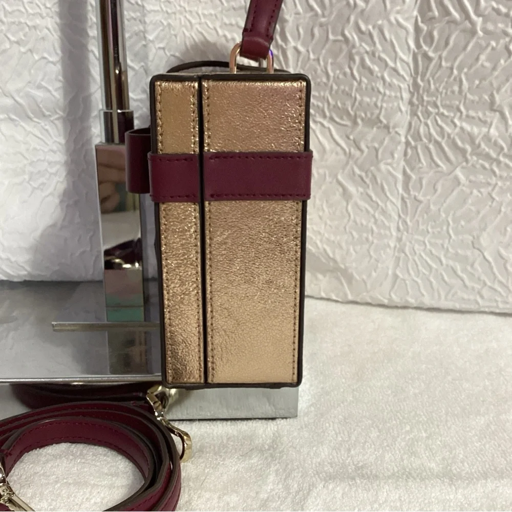 Kate Spade Wrapping Party Rose Gold Gift Box Bow Leather Novelty Bag