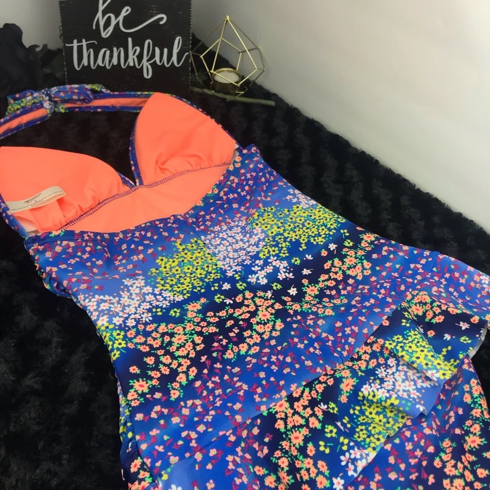 Neon Floral One Piece Swimsuit