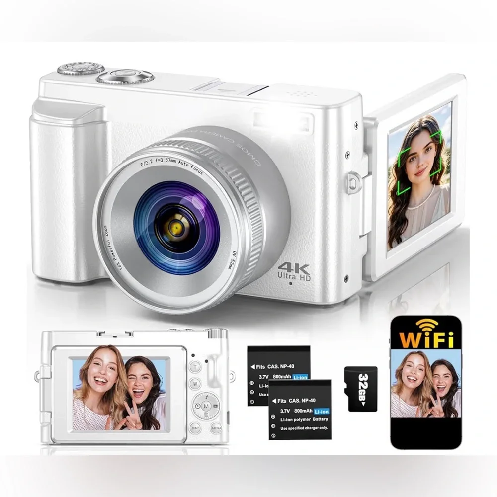 4K Ultra HD Digital Camera White NEW