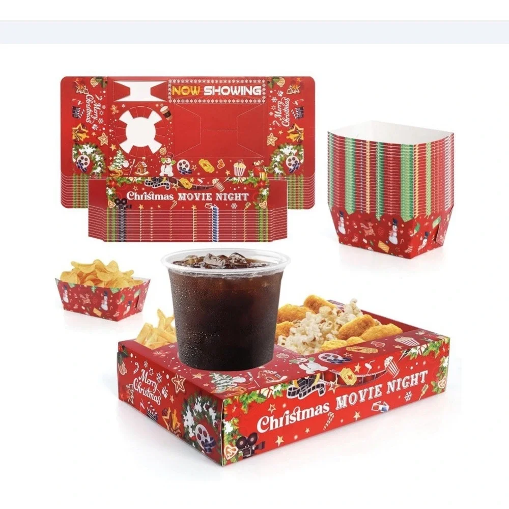 48 Pcs Christmas Party Supplies Movie Night Snack Trays Xmas Party Decoration...