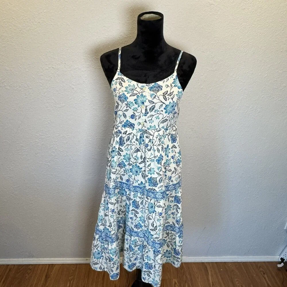 Old Navy Girls XL (14) Sleeveless Button-Front Tiered Fit‎ & Flare Midi Dress