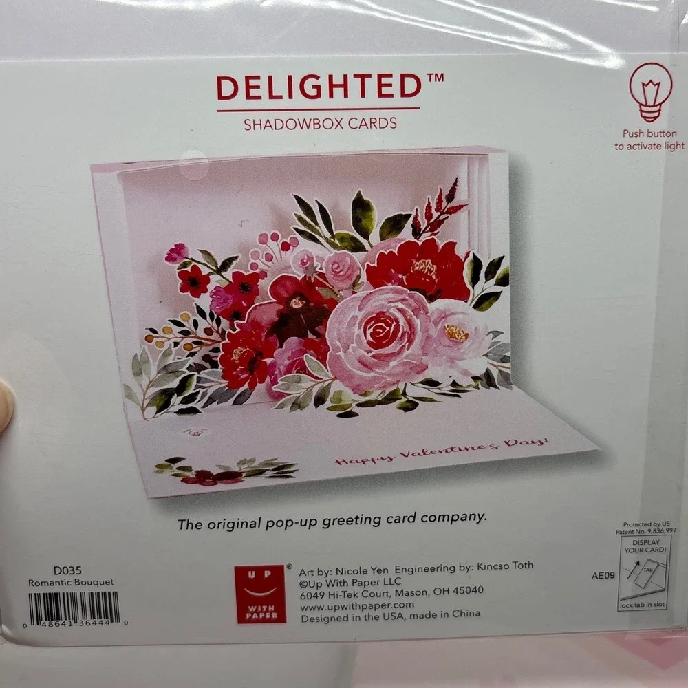 3 Shadowbox Cards Valentines Day Romantic Bouquet Love‎ Birds Cats UP With Paper