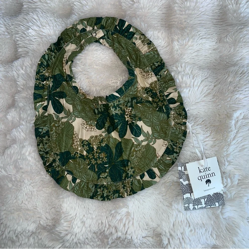 HTF! NEW Kate Quinn Organic Cotton Ruffle Baby Bib Endive Goldilocks Floral CUTE