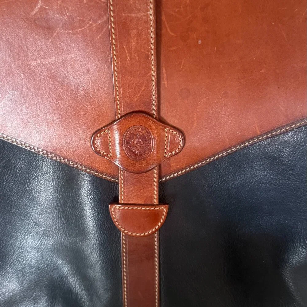 VINTAGE CLOETTA FOR BLOOMINGDALES LEATHER DOCUMENT CASE BRIEFCASE TWO TONE