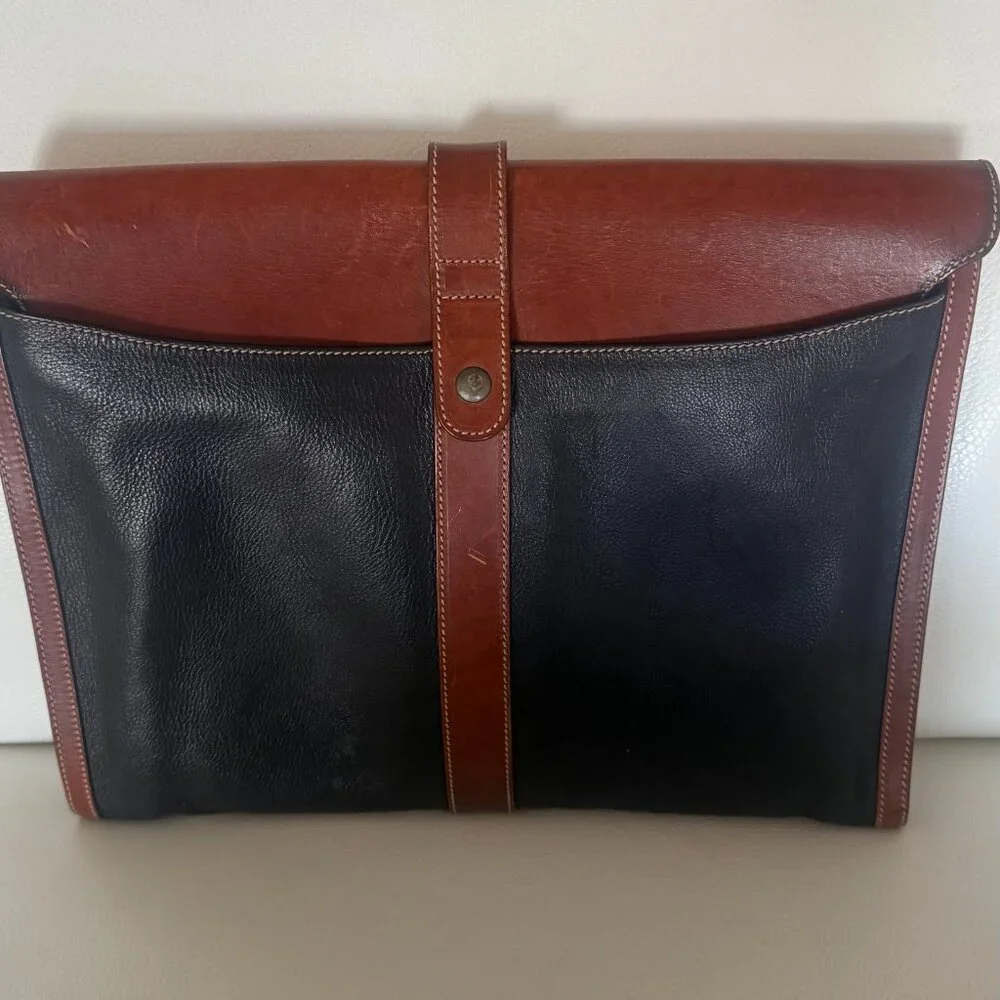 VINTAGE CLOETTA FOR BLOOMINGDALES LEATHER DOCUMENT CASE BRIEFCASE TWO TONE