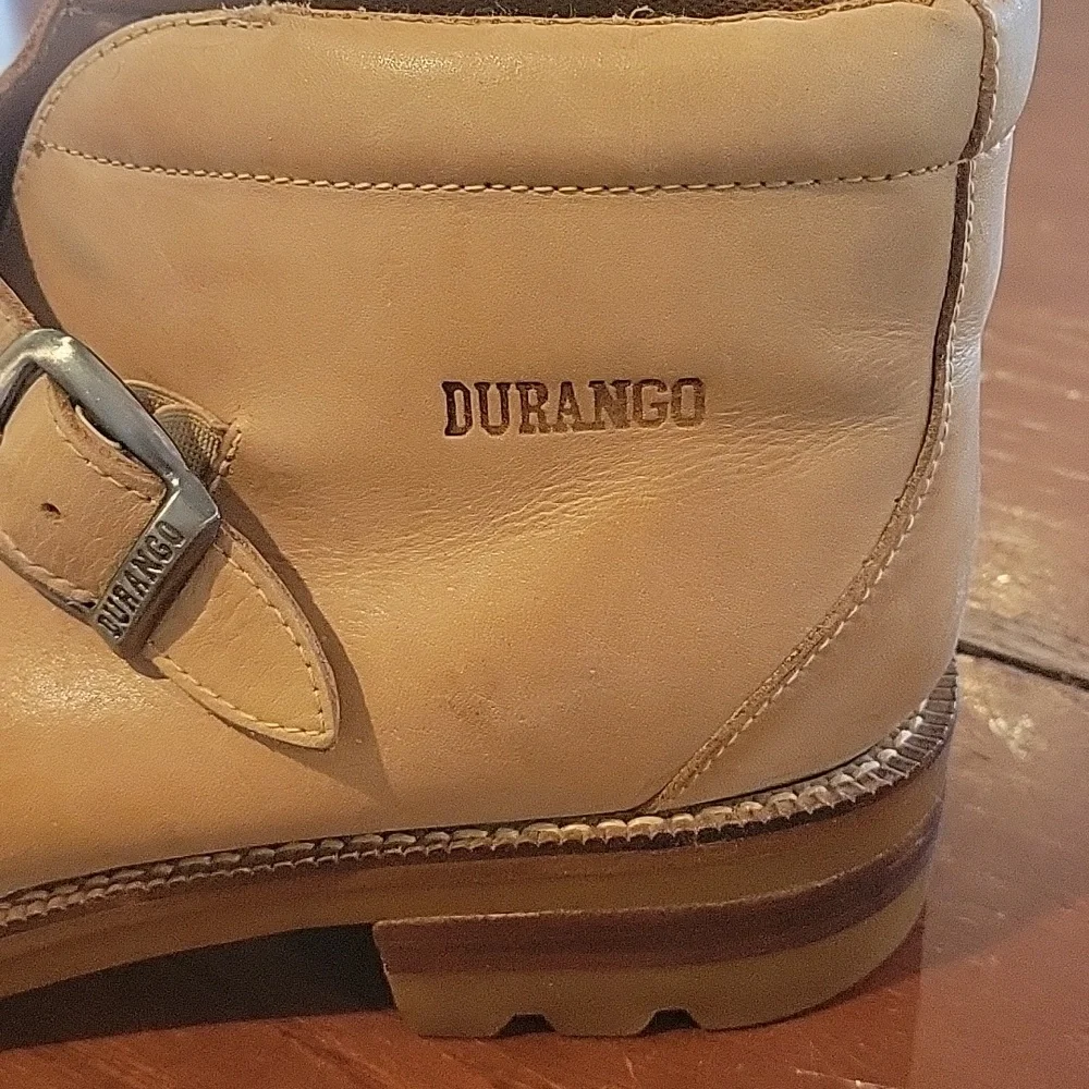 DURANGO LEATHER ANKLE BUCKLE BOOTS 11D TAN
