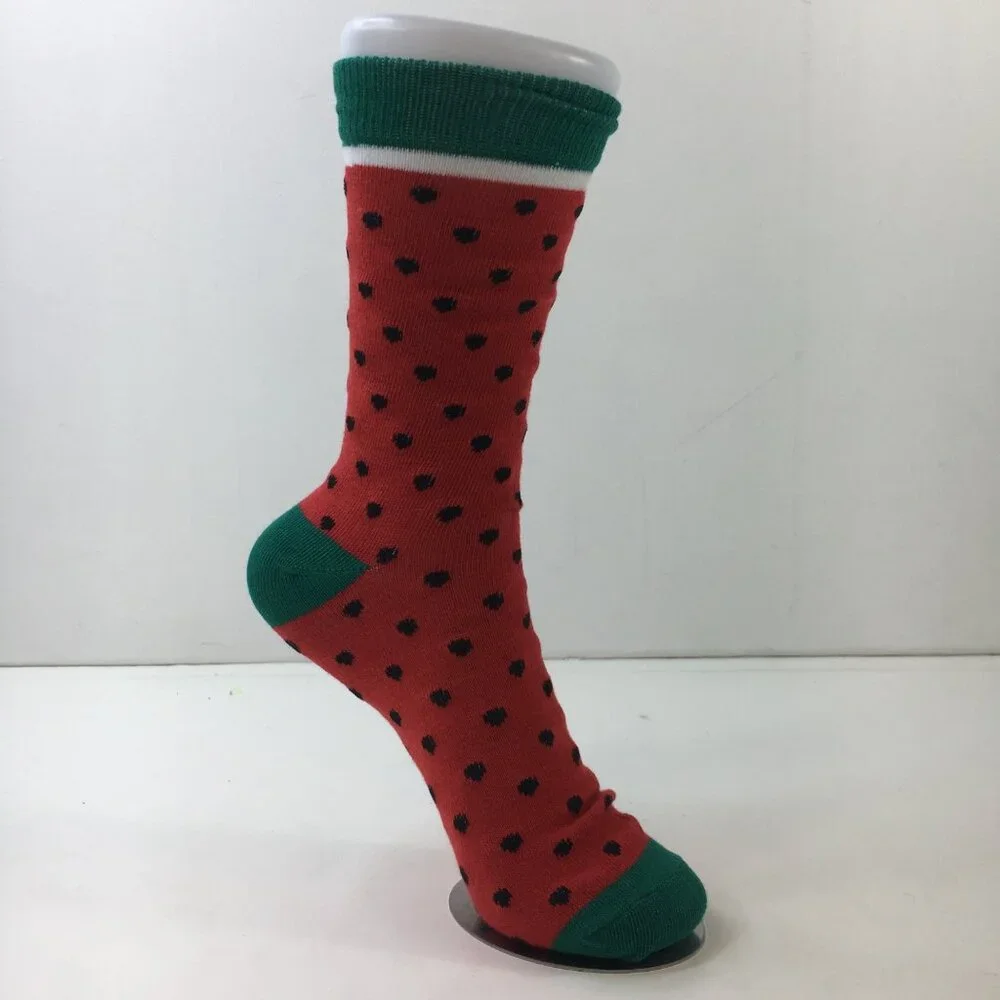 Your Missing Sock Unisex Watermelon-Themed Fun Novelty Crew Socks Green Red