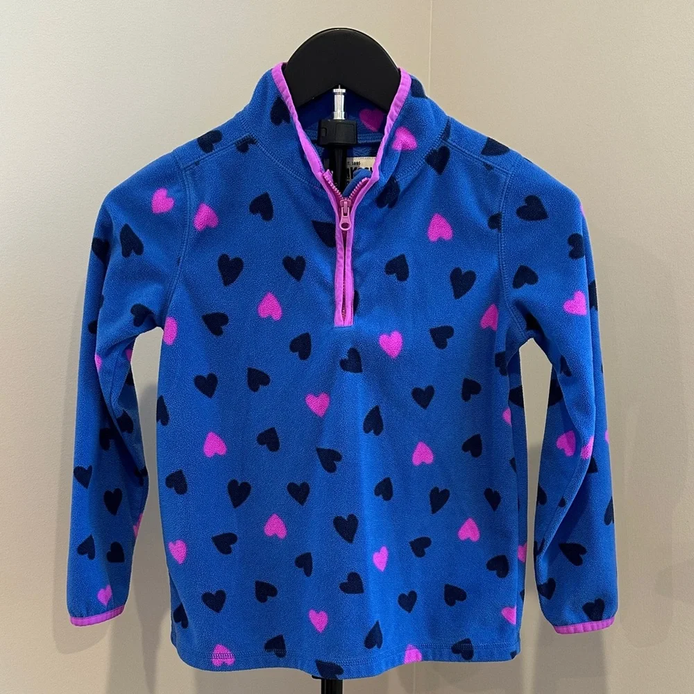 OshKosh B'gosh Girl’s Blue Fleece with Pink and Navy Blue Hearts