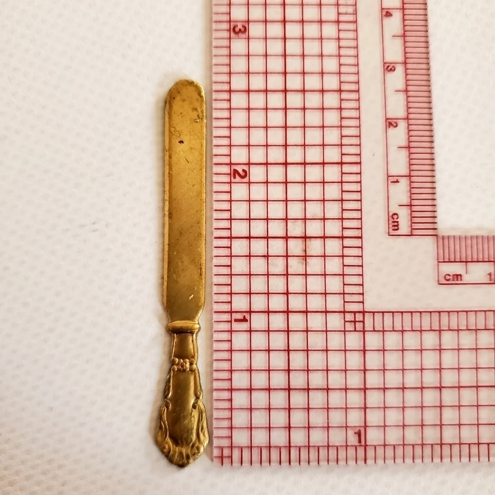 Raw Brass Miniature Forks, Knives & Spoon Stampings 17 Pieces