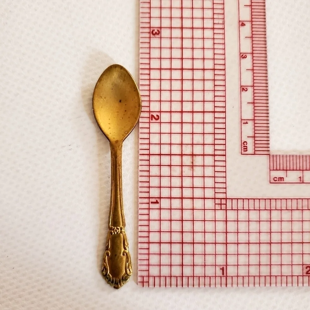 Raw Brass Miniature Forks, Knives & Spoon Stampings 17 Pieces