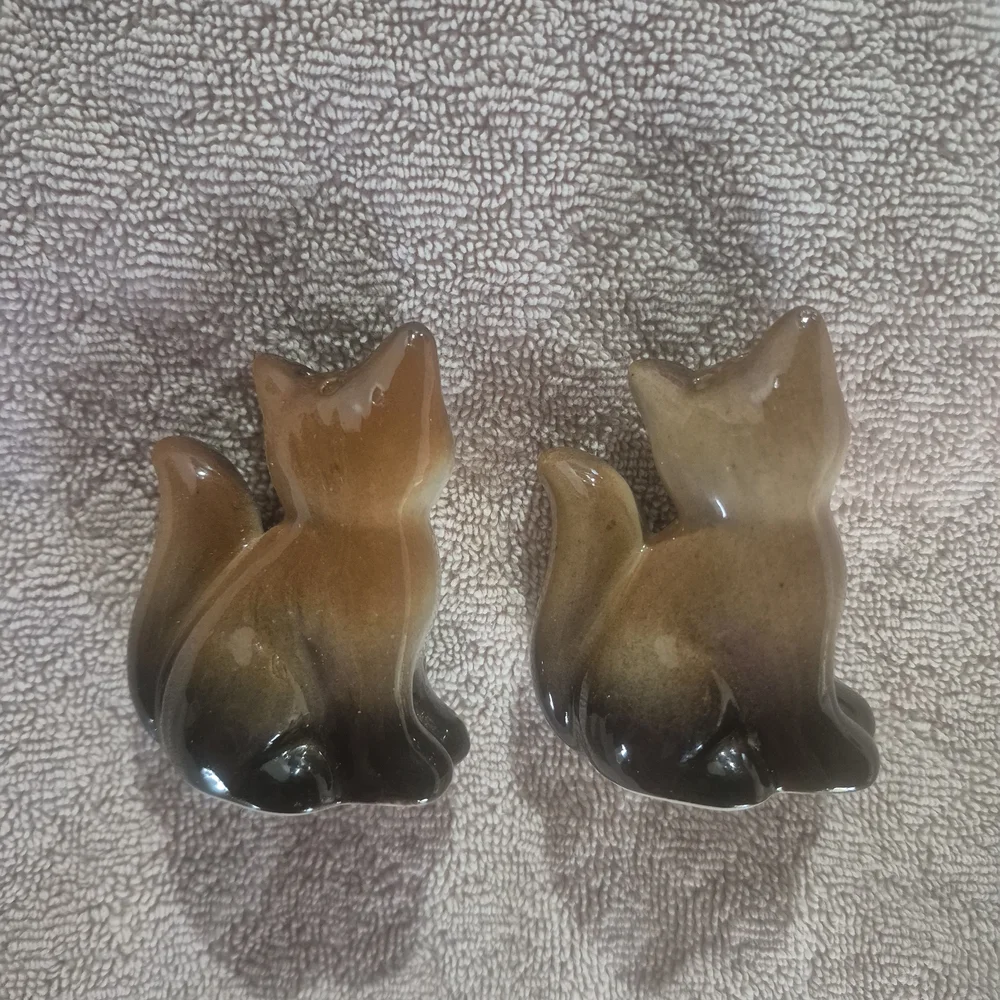 Ceramic Fox Small Pet Figurine - Brown/Black