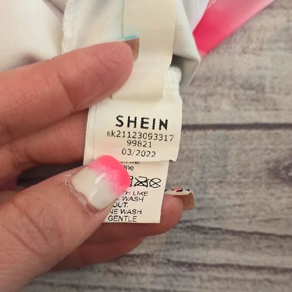 SHEIN Vibrant Pink and White Dress