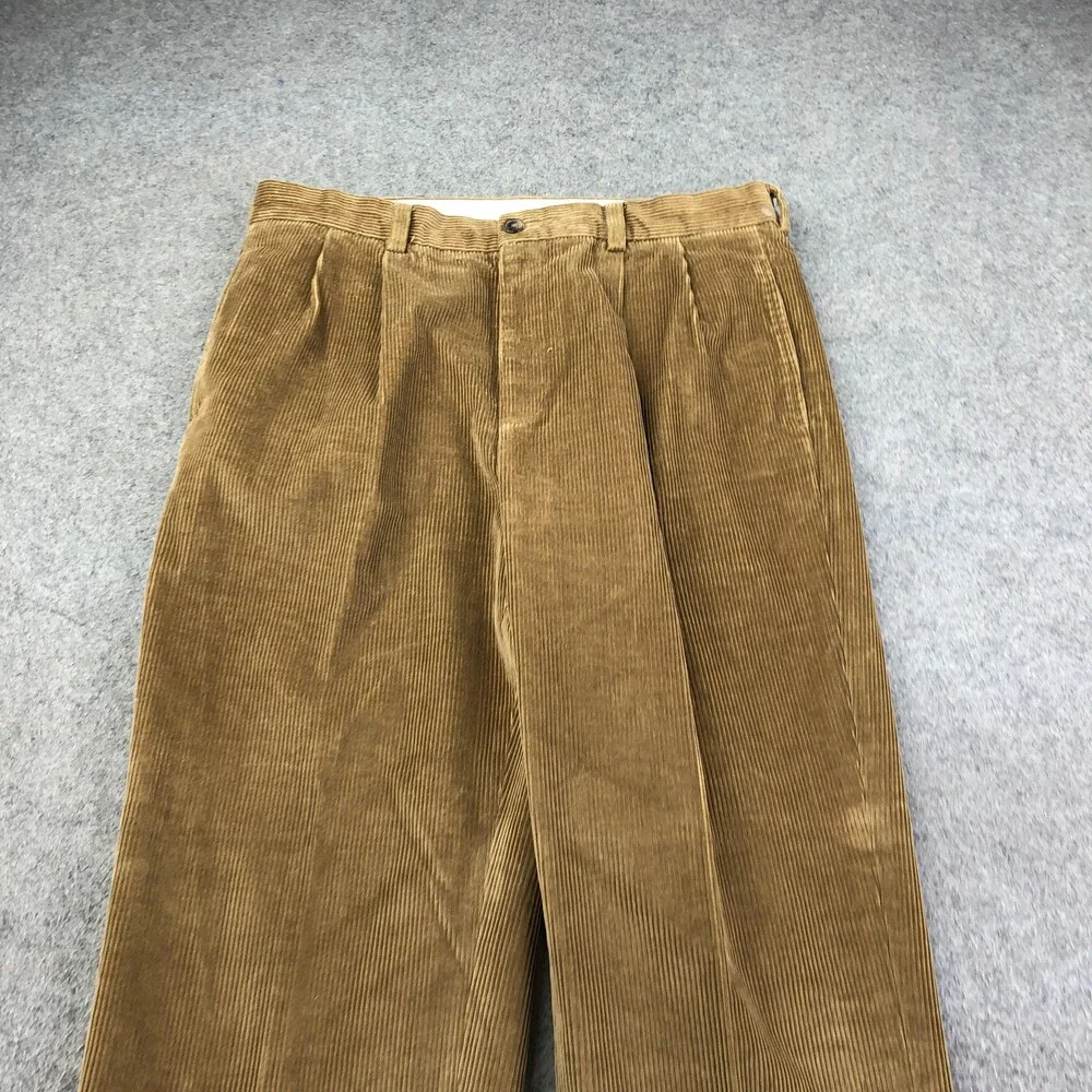 Brooks Brothers Pants Mens 35x30 Brown Corduroy Dress Pleated Straight Leg 346