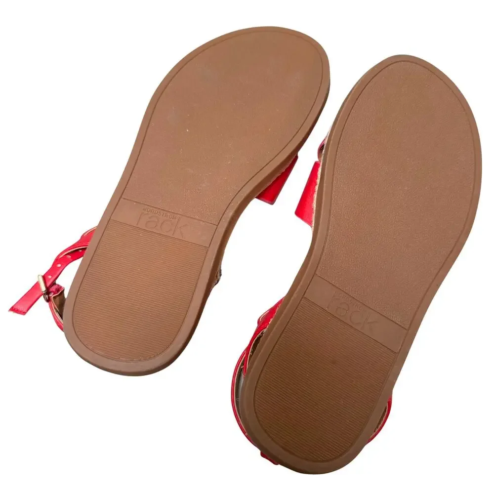 Nordstrom Rack Red Espadrille Criss Cross Sandals Size 7.5 Colorful Resortwear