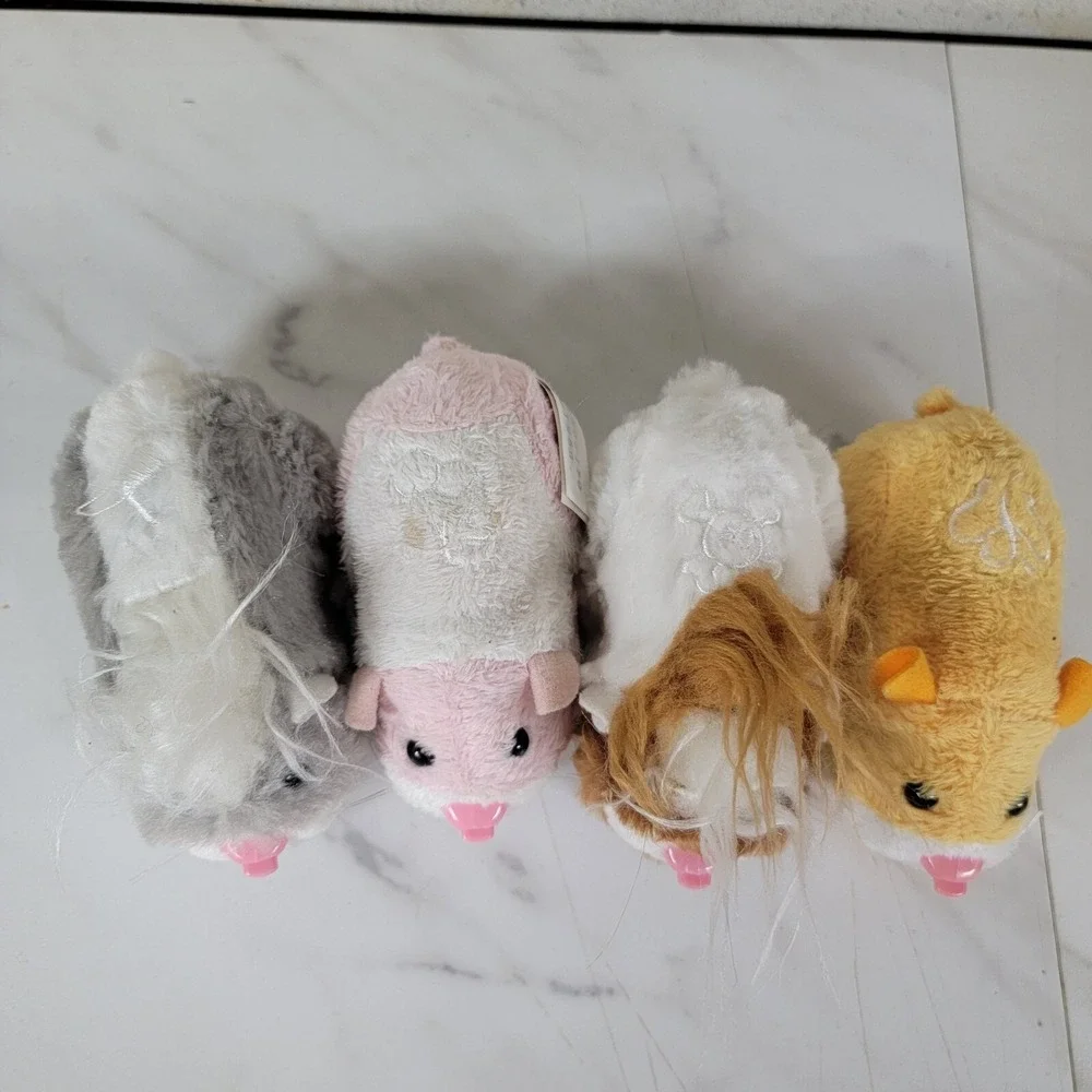 Lot 4 Zhu Zhu Pink Yellow Brown Black Hamsters‎
