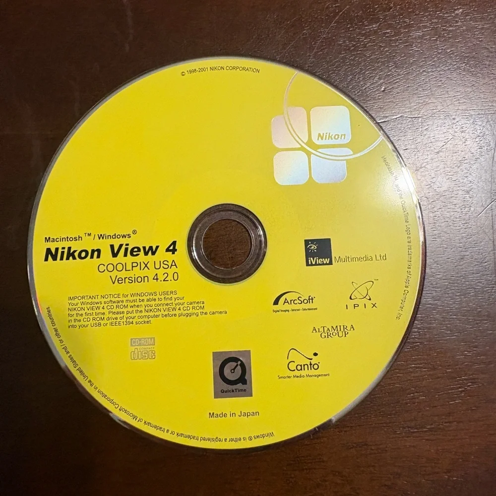 Vintage Nikon View 4 CD-ROM COOLPIX USA v4.2.0 Software Disc (1998–2001)