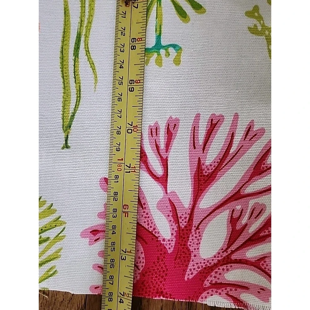 2‎ yds CORAL MOD SHELLS Beach Waverly Inspirations Fabric Cotton Duck Home Decor