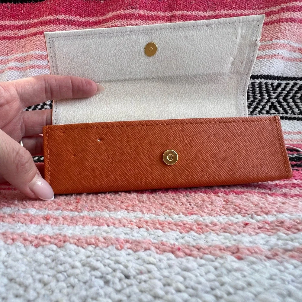 Tory Burch Orange Leather Eyewear Glasses Case