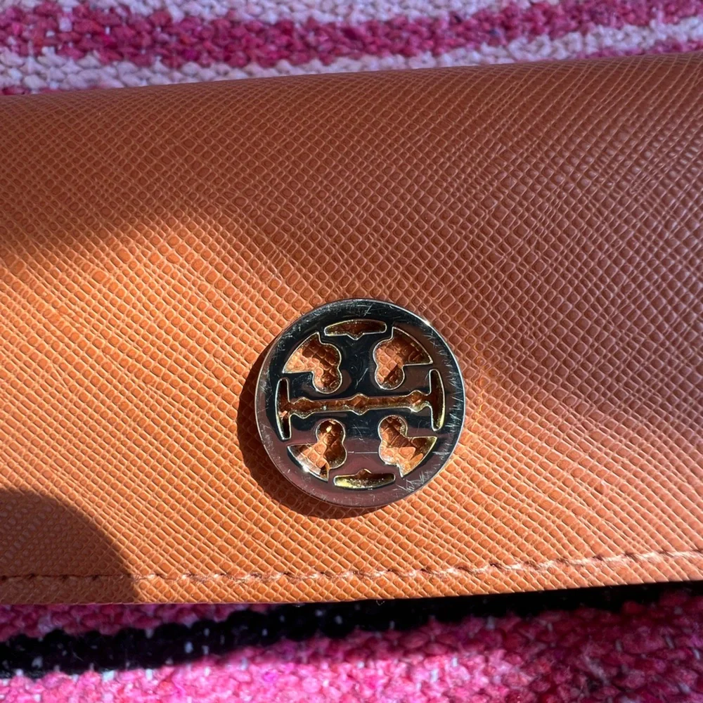 Tory Burch Orange Leather Eyewear Glasses Case
