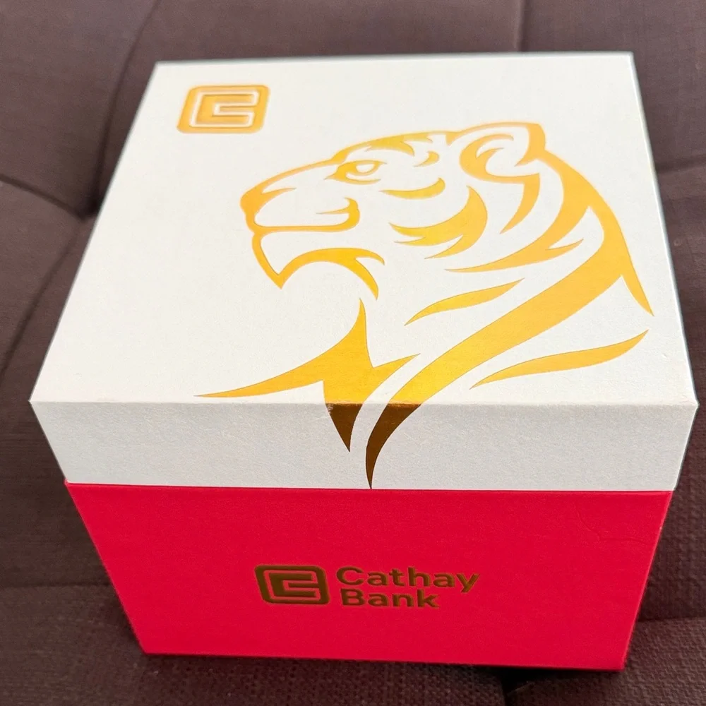 Cathay Bank Branded Gift Box included gold-plated Tiger Figurine