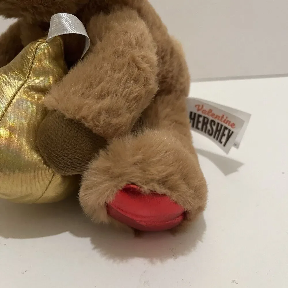 Hershey's Valentines Bear Stuffed Animal 2025 Brown Red & Gold Kiss 9