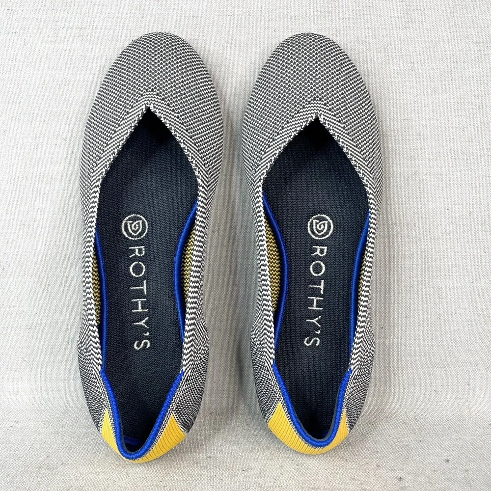 Rothys Womens 6 The Flat Shale Ribbon Stripe Knit Round Toe Ballet Shoes Slip On