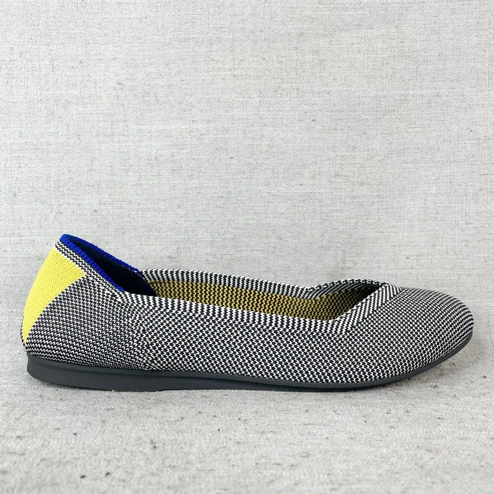 Rothys Womens 6 The Flat Shale Ribbon Stripe Knit Round Toe Ballet Shoes Slip On