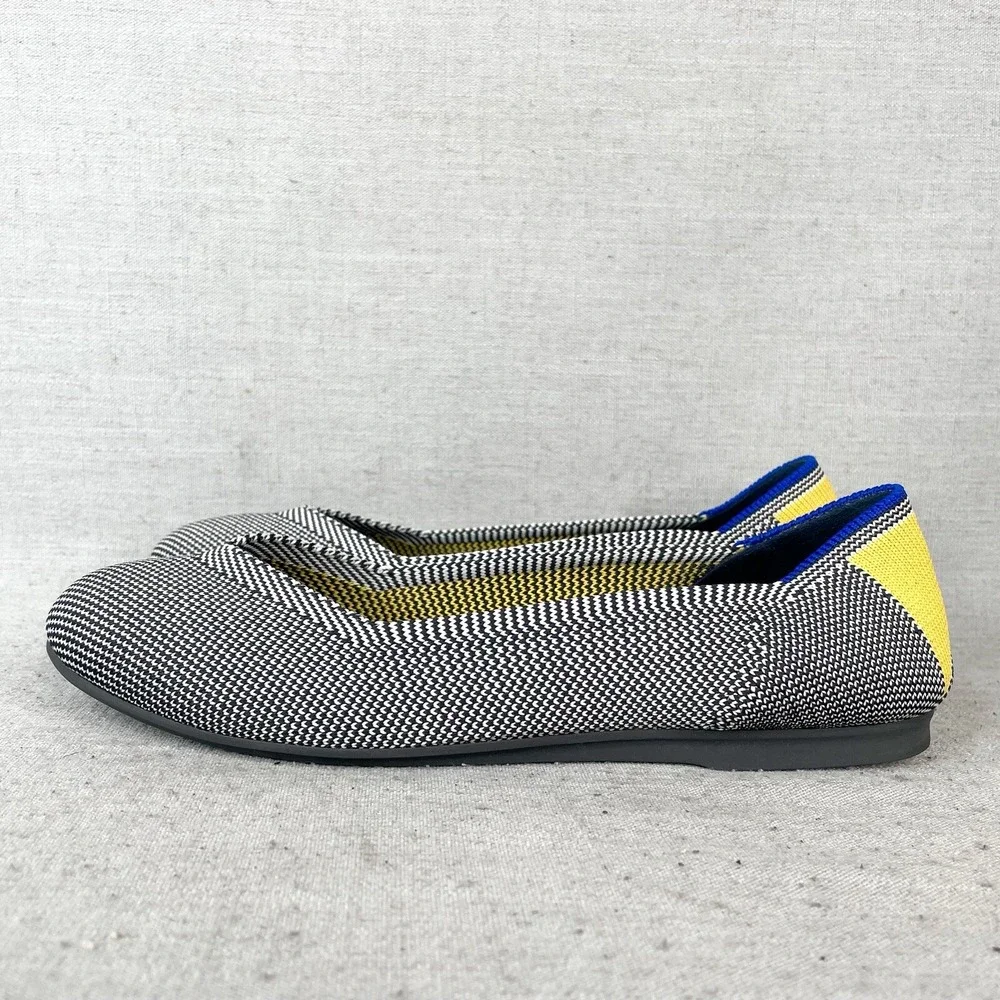 Rothys Womens 6 The Flat Shale Ribbon Stripe Knit Round Toe Ballet Shoes Slip On