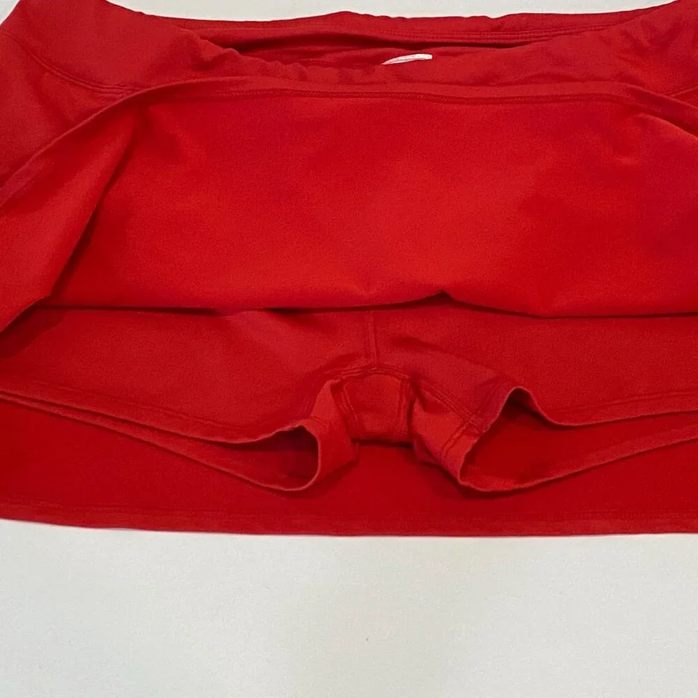 Asics Red Tennis Skort Womens Size XL Side Ruffles Stretch Pull On Pickleball