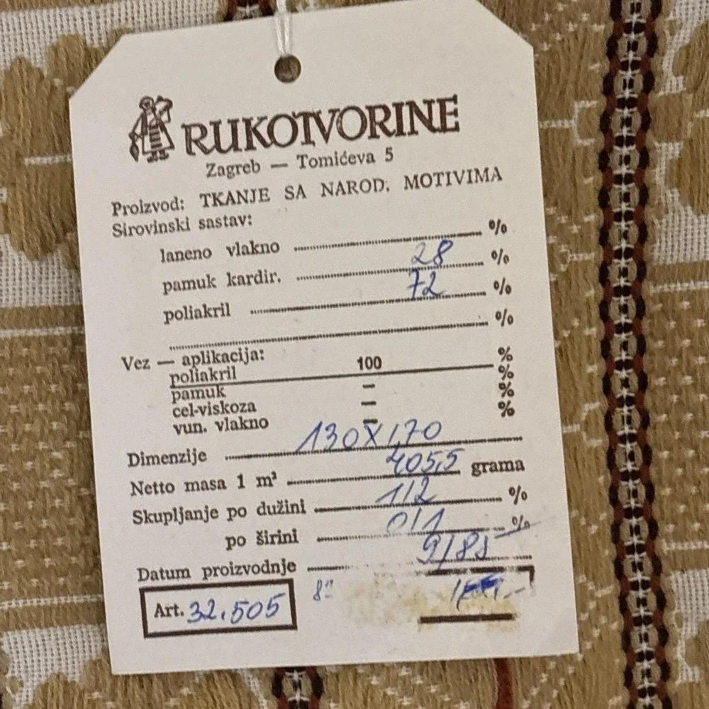 Vintage Rukotvorine Zagreb Croatian Hand Woven Blanket Throw Folk Motifs 1981