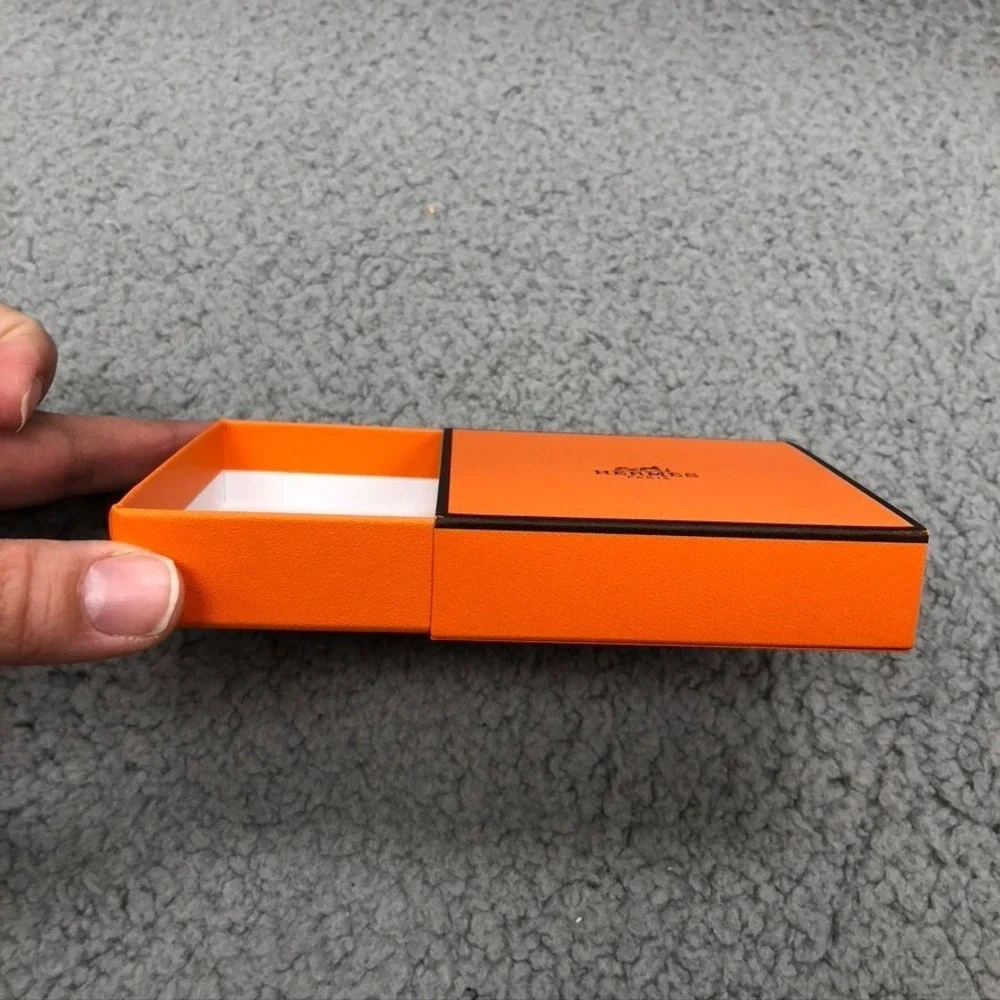 Authentic Hermes Orange Gift Box Empty Square 3.25x3.25x.75 Small Storage