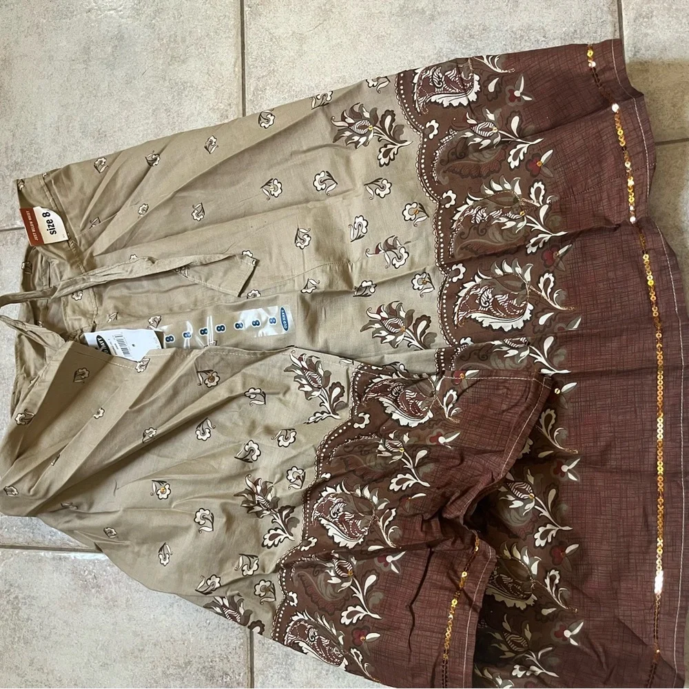 Womens Beige & Brown Floral wrap skirt