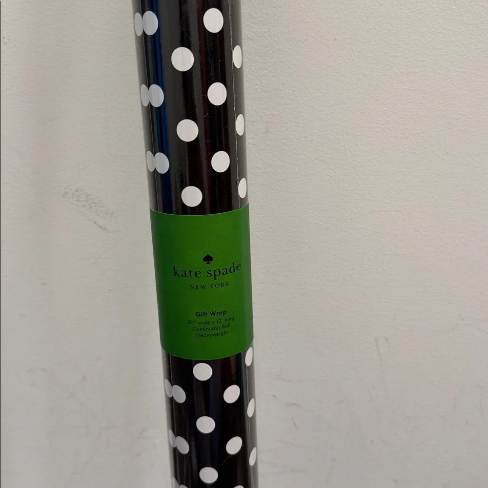 kate spade Black and White Polka Dot Gift Wrap Roll 30” x 12” NIP