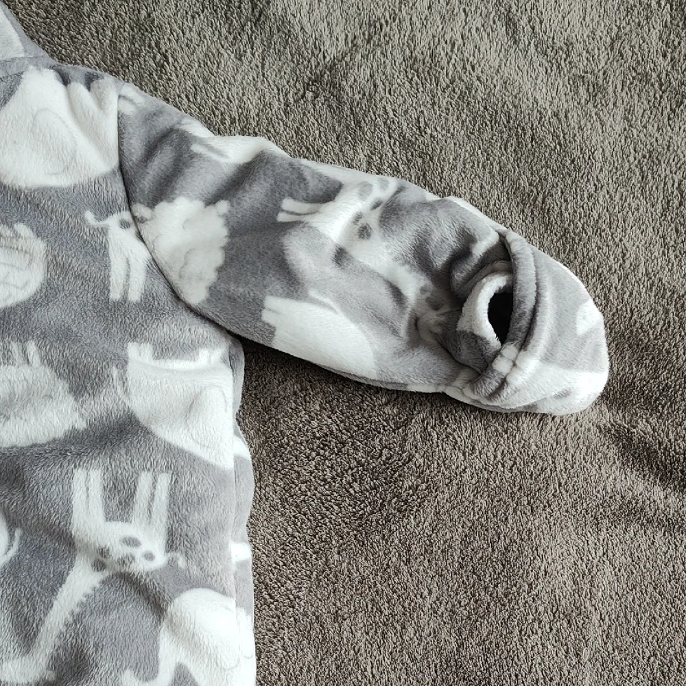 Gray & White Baby Animal Print Hooded Snowsuit