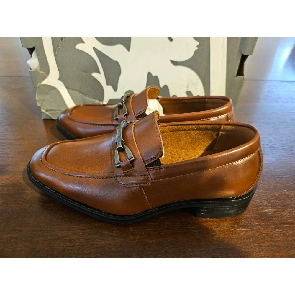 Stacy Adams Boy's Kaylor Slip-On Loafer Dress Shoe Size 12M Cognac‎