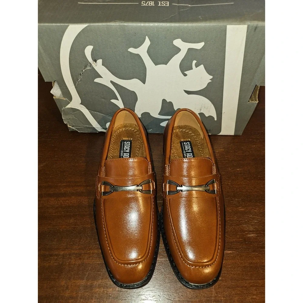 Stacy Adams Boy's Kaylor Slip-On Loafer Dress Shoe Size 12M Cognac‎