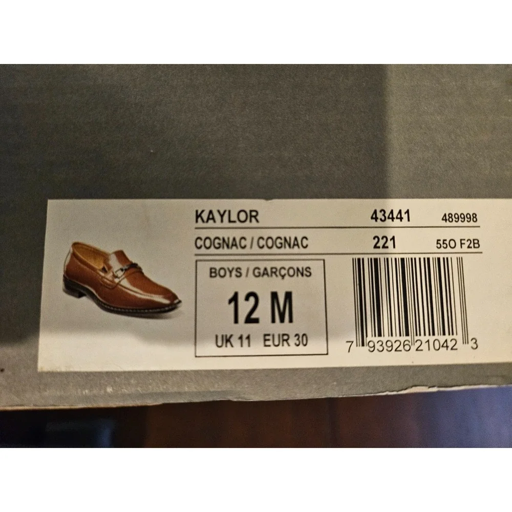 Stacy Adams Boy's Kaylor Slip-On Loafer Dress Shoe Size 12M Cognac‎