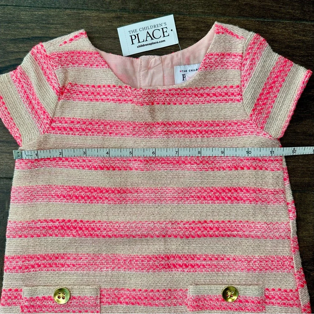 The Children's Place NWT Pink & Gold Metallic Striped Tweed Dress - 18-24 Months