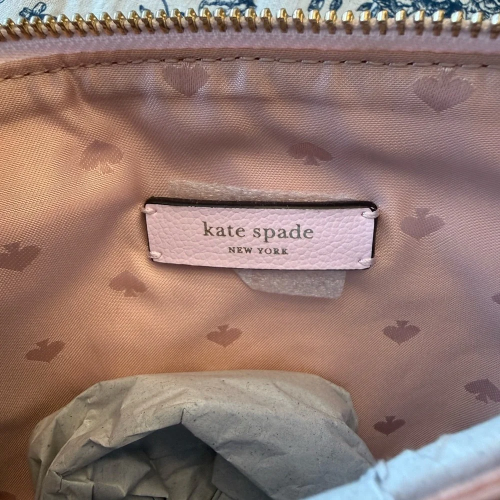 Kate Spade New York Dawn Pink Nylon Champagne Triple Gusset Crossbody Bag NEW