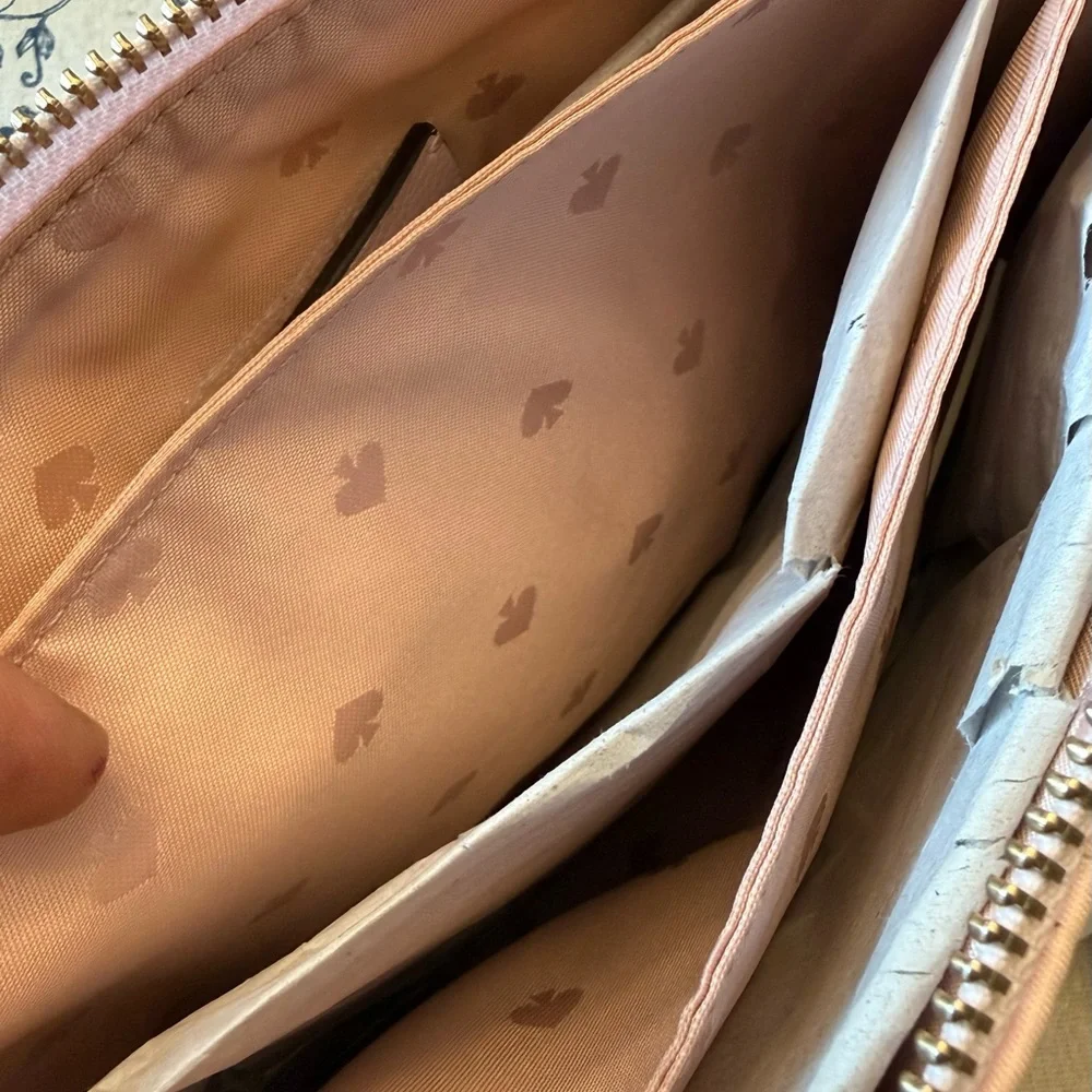 Kate Spade New York Dawn Pink Nylon Champagne Triple Gusset Crossbody Bag NEW