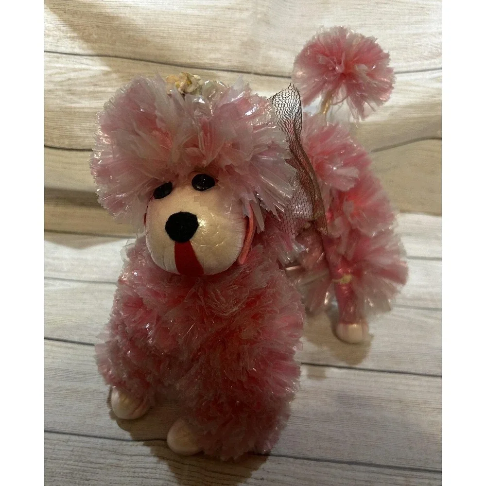 Vintage Kitschy Handmade Plastic Pompom Pom Poms Pink Poodle 9
