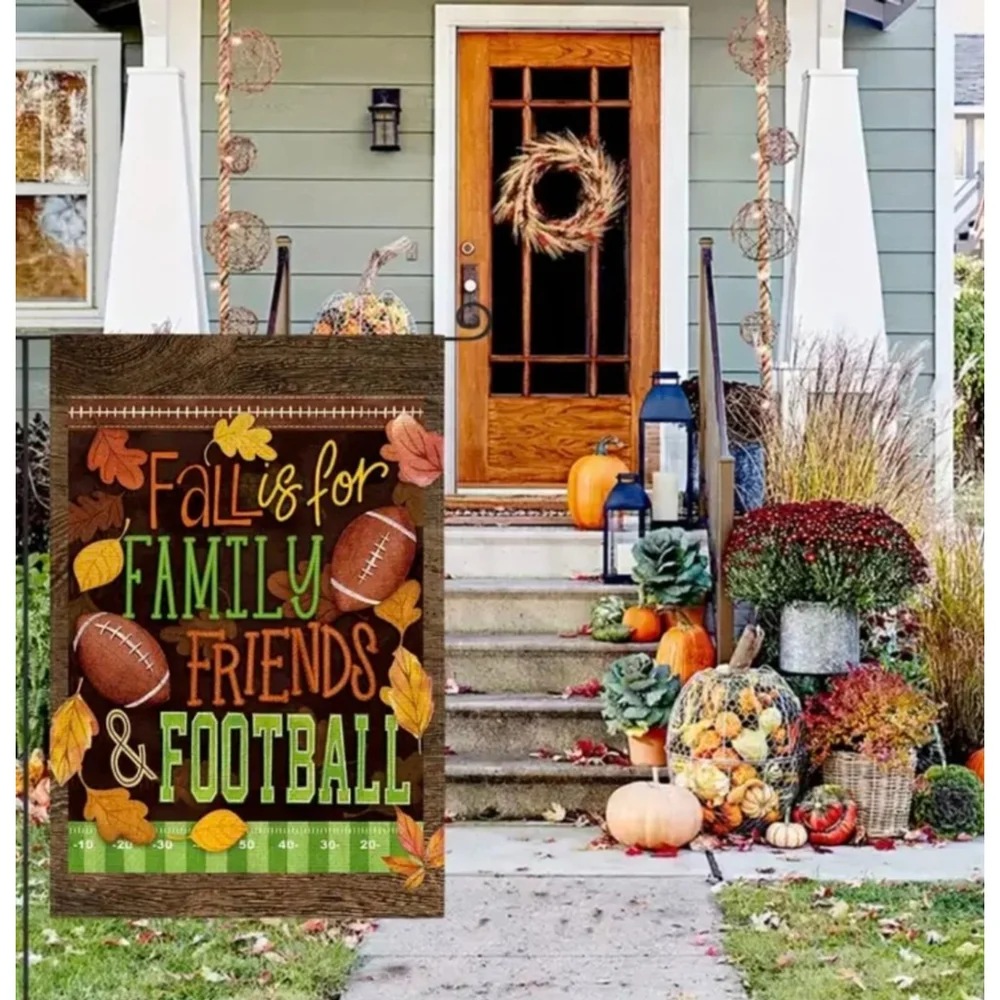 Fall Family Friends Football Decor Flag One Size Brown Green