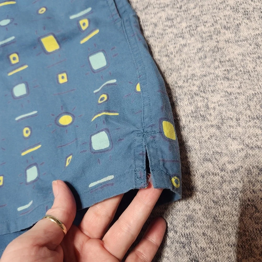 Vintage Mervyns Cheetah Swim Trunks Mens M Blue Geometric Print 90s Cotton