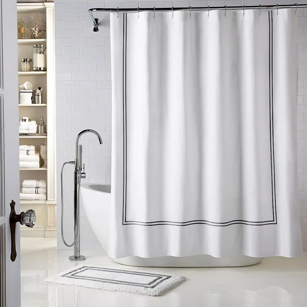 new WHITE Wamsutta CHARCOAL Baratta Stitch 72x72