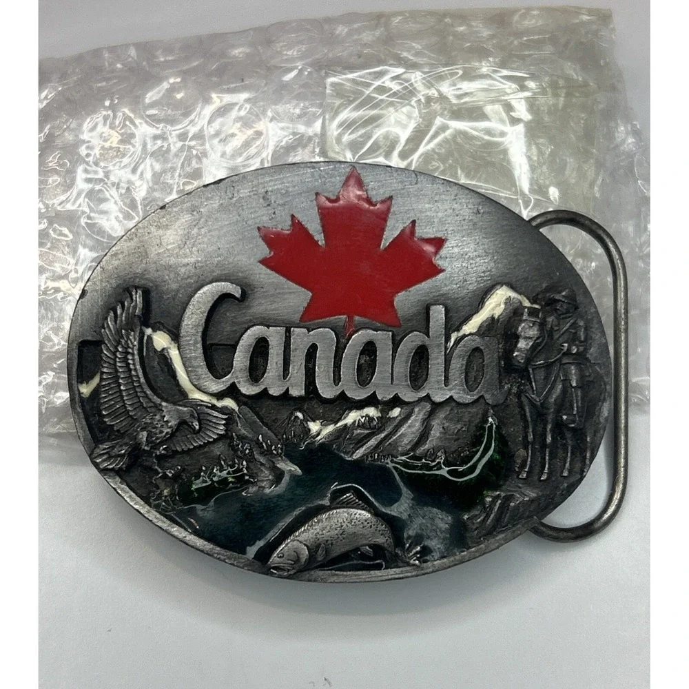 Canada Flag Siskiyou Canadian Maple Leaf Wildlife‎ Metal Fashion Belt Buckle
